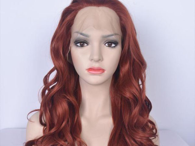 Orange Red Waist-length Wavy Synthetic Lace Wig Orange Red Waist-length Wavy Synthetic Lace Wig